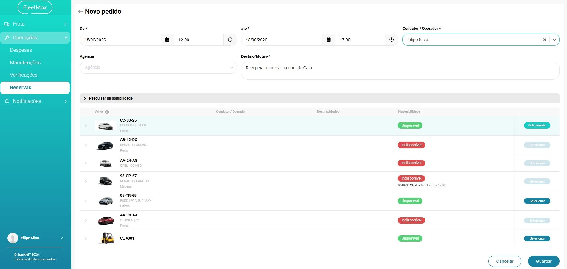 Application FleetMax de gestion de flotte pour la demande et l'approbation de réservation de véhicules partagés