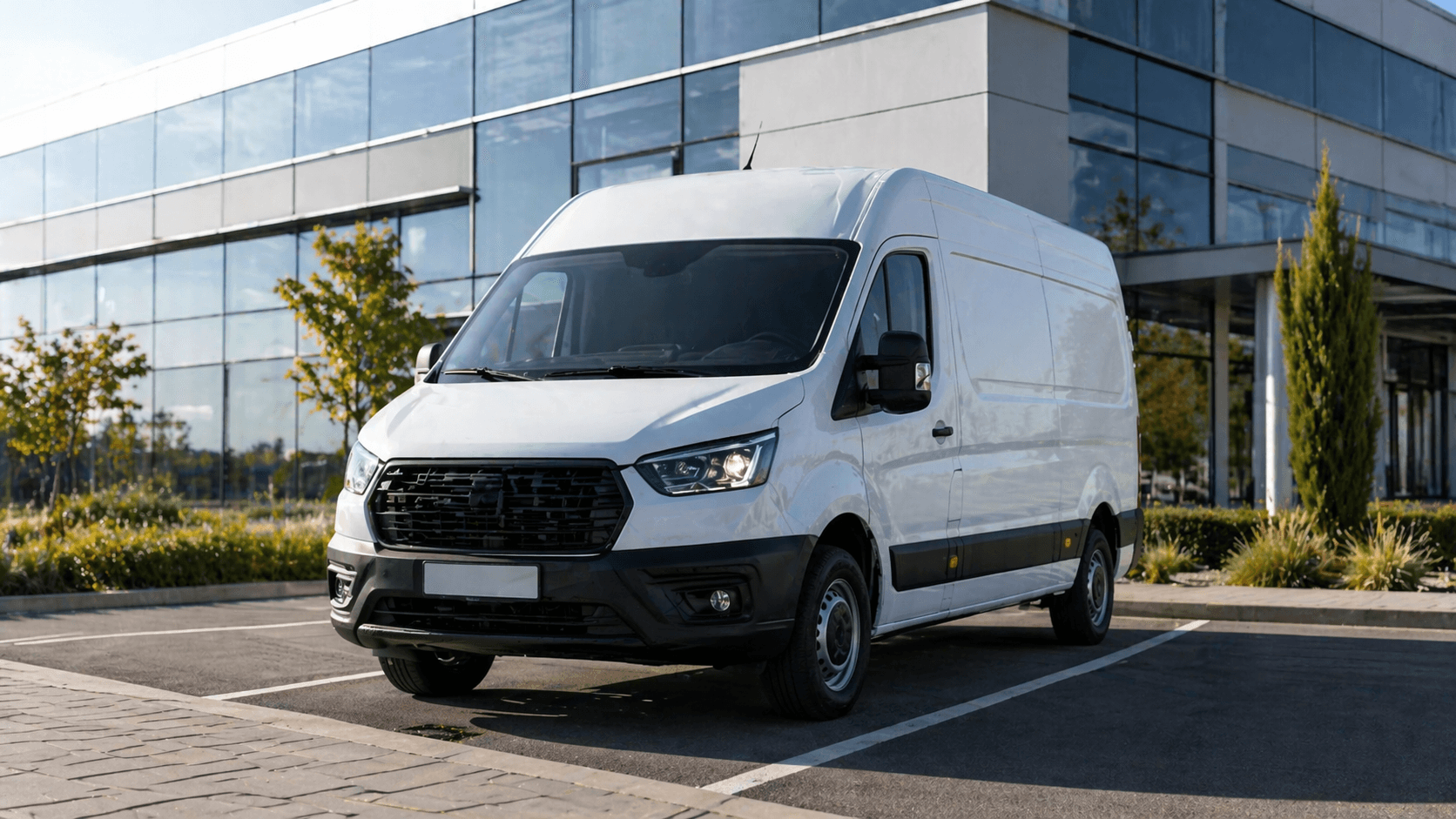 Viatura comercial financiada por crédito automóvel no parque de uma empresa portuguesa