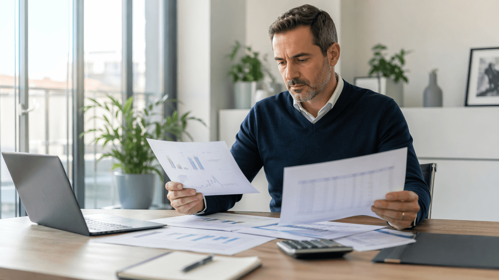 Gestor de frota a comparar propostas de crédito, leasing e renting para financiamento de viaturas empresariais